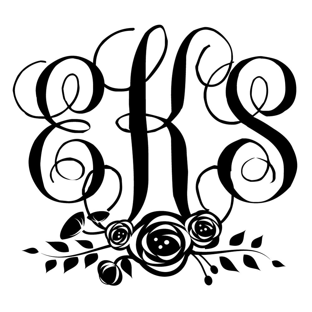 floral script three letter monogram initial Custom Designer Stamp