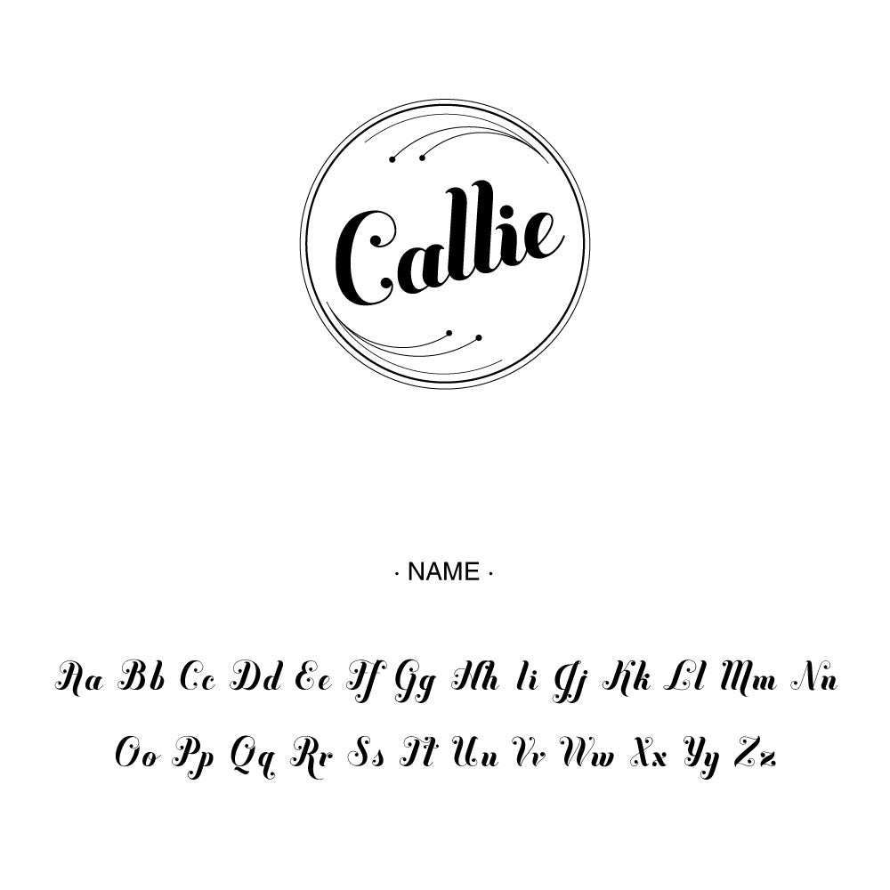 circle ornate script name initial Custom Designer Stamp