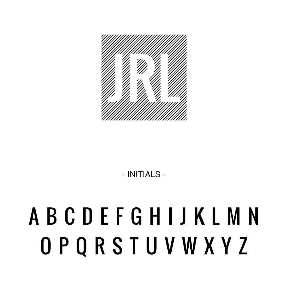 square block letters three initial monogram Custom Designer Stamp