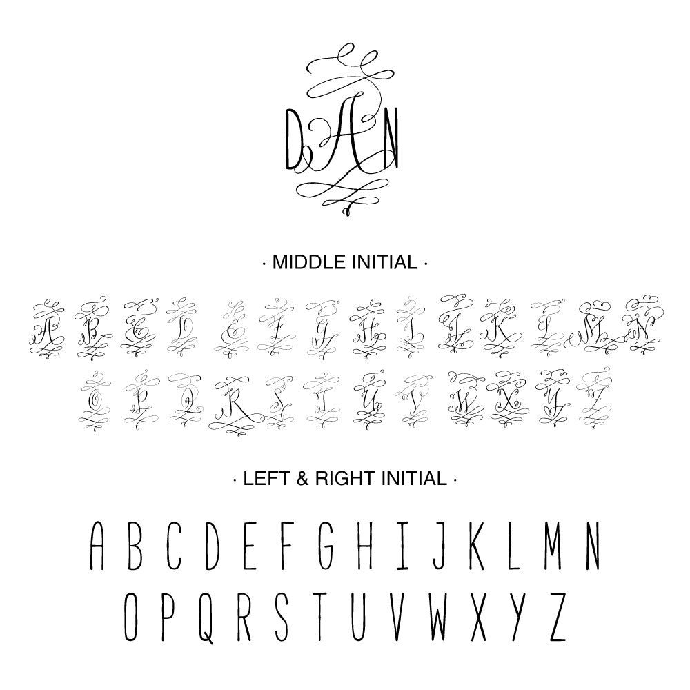 ornate script three initial monogram Custom Designer Stamp