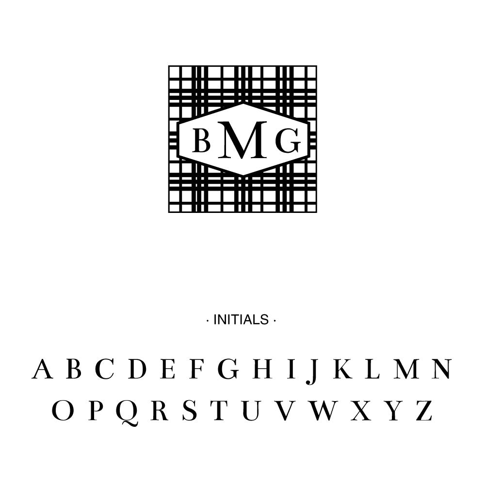 square plaid framed three initial monogram Custom Designer Stamp