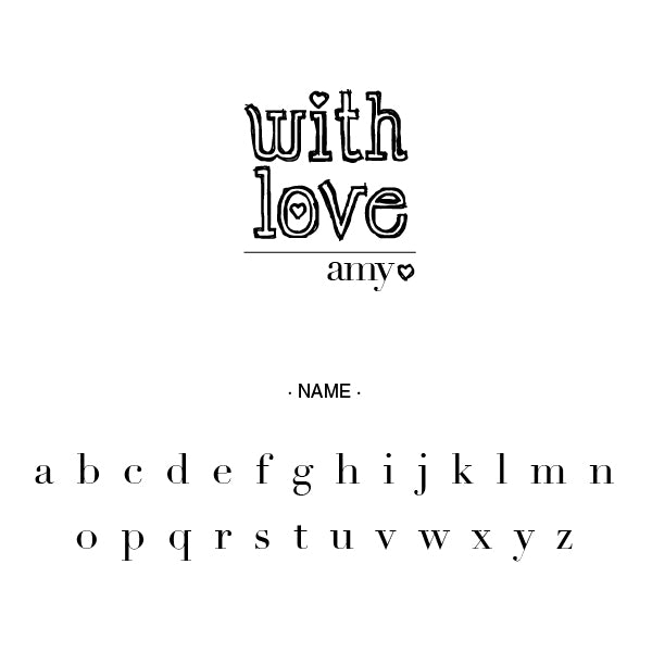 With Love Name Signature Custom Designer Stamp Alphabet and Font Used