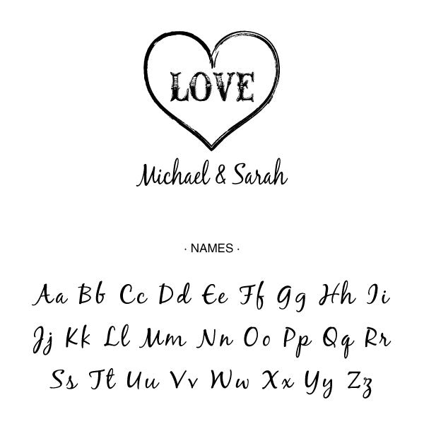 Couple Name Heart Love wedding Custom Designer Stamp