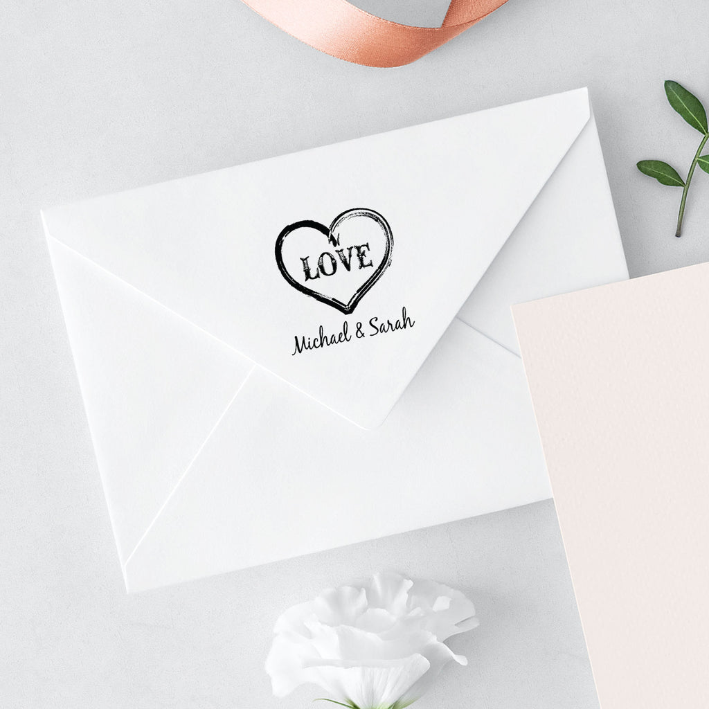 Couple Name Heart Love wedding Custom Designer Stamp
