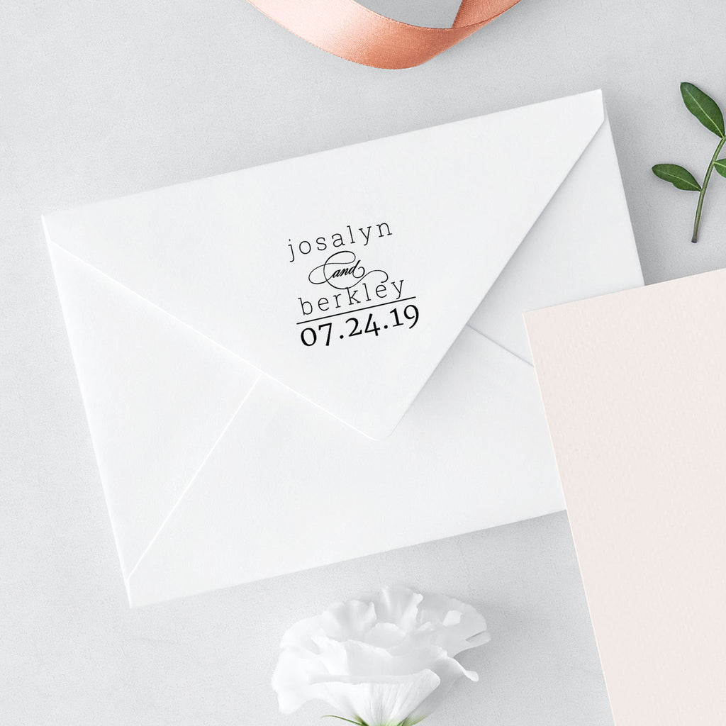 Names and date wedding Custom Designer Stamp