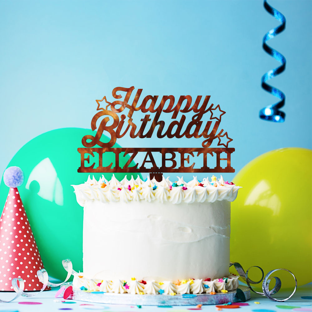 Custom Acrylic Star Happy Birthday Name Cake Topper
