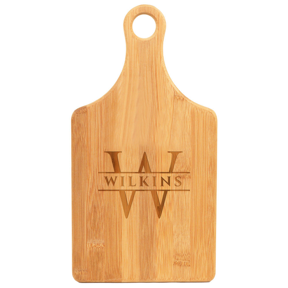 Elegant Engraved Bamboo Paddle Cutting Board