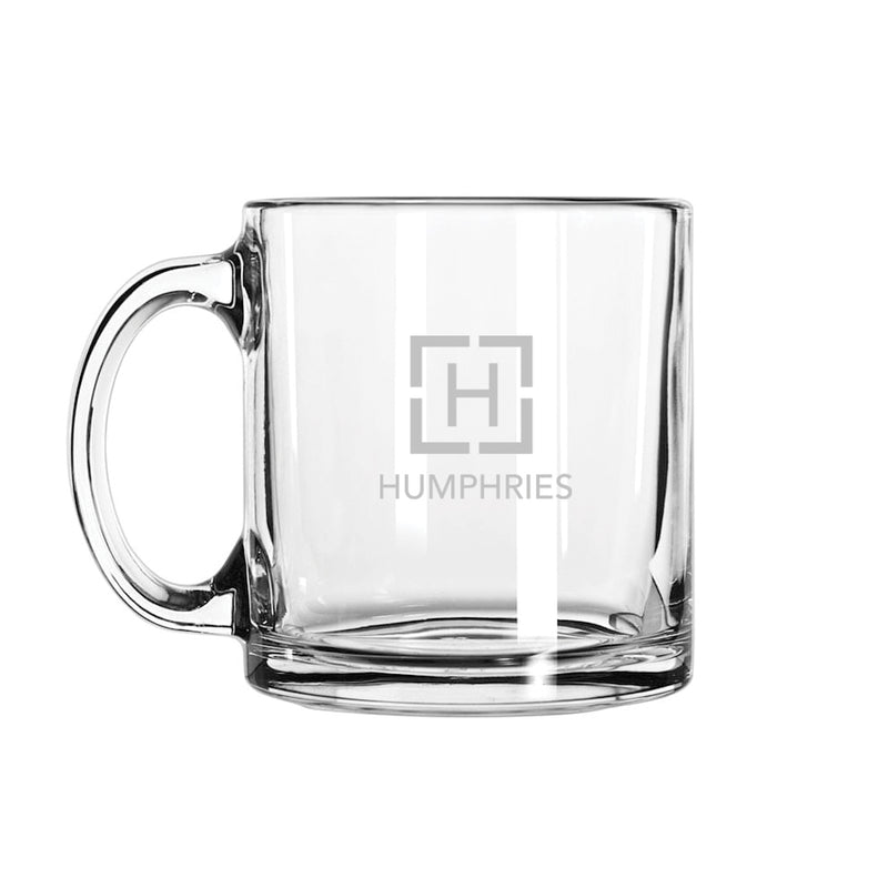 Etched Garrick glass personalized espresso cups set of 2 initials RHH