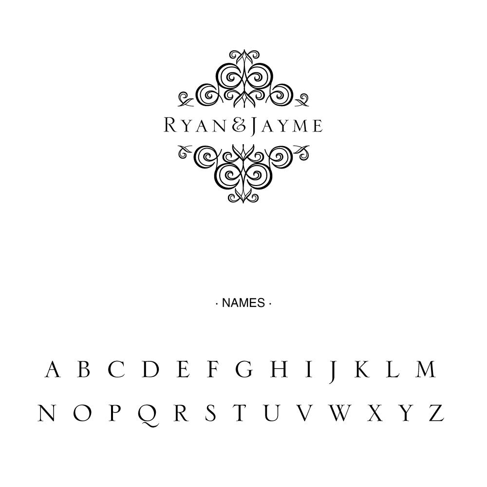 Ornate diamond wedding names Custom Designer Embosser alphabet