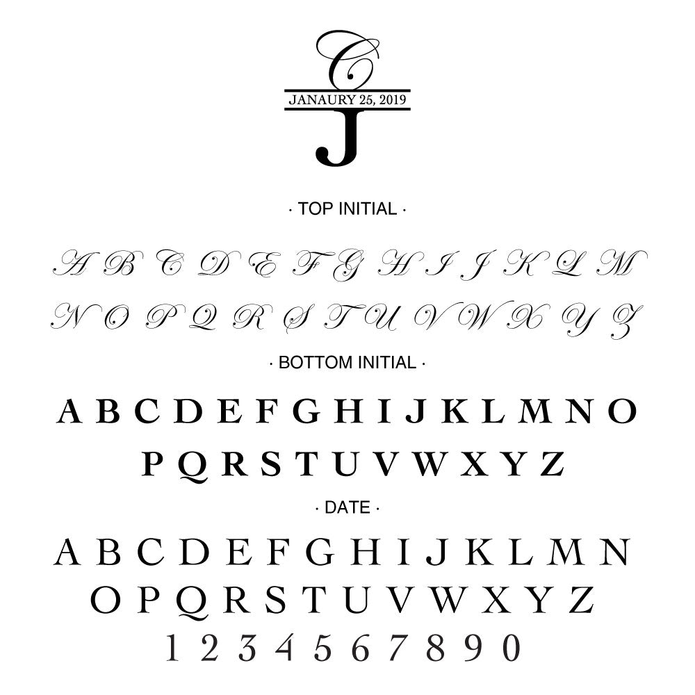 Wedding initials and date Custom Designer Embosser alphabet