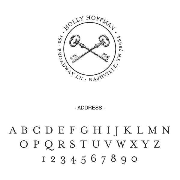 Round Key Name Return Address Custom Designer Embosser Alphabet and Font Used