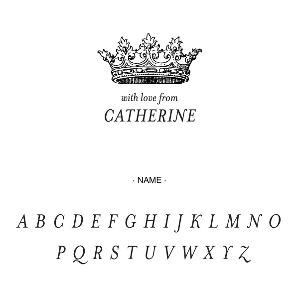 Alexa Pulitzer Crown Name Custom Designer Embosser Alphabet and Font Used