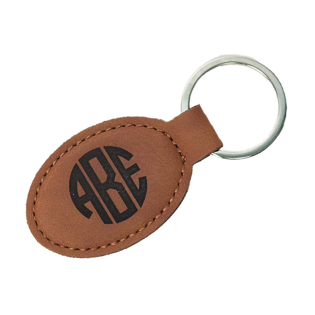 custom engraved vegan leather key fob