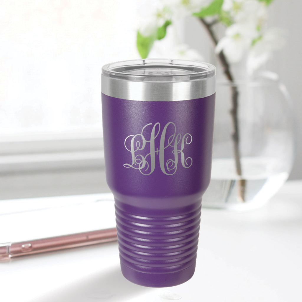 custom engraved 30 oz. tumbler drinkware best sellers purple with clear lid