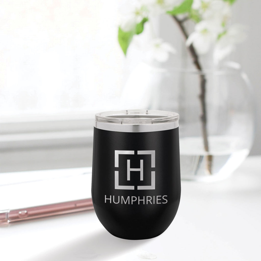 custom engraved stainless steel 12 oz tumbler black with clear lid