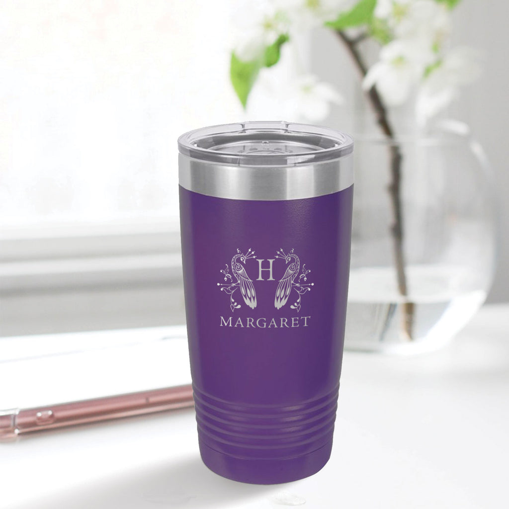 custom engraved 20 oz. tumbler drinkware best sellers purple with clear lid
