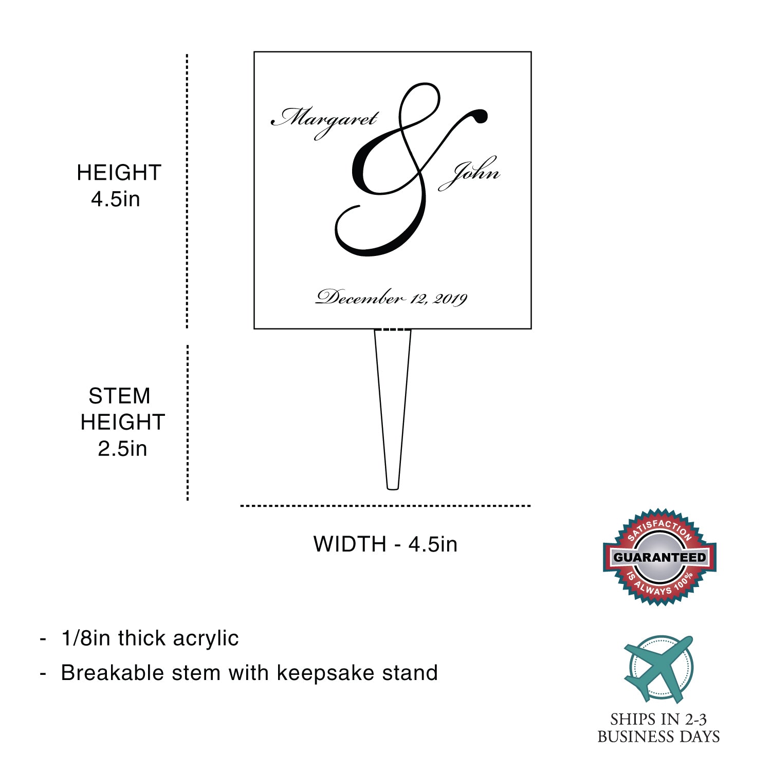 Cake Topper Inscription Sample Script Names Wedding Cake Topper – Artisan Stamp