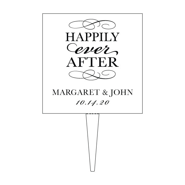 Custom Acrylic Wedding Clear Happily Ever After names and date Cake Topper
