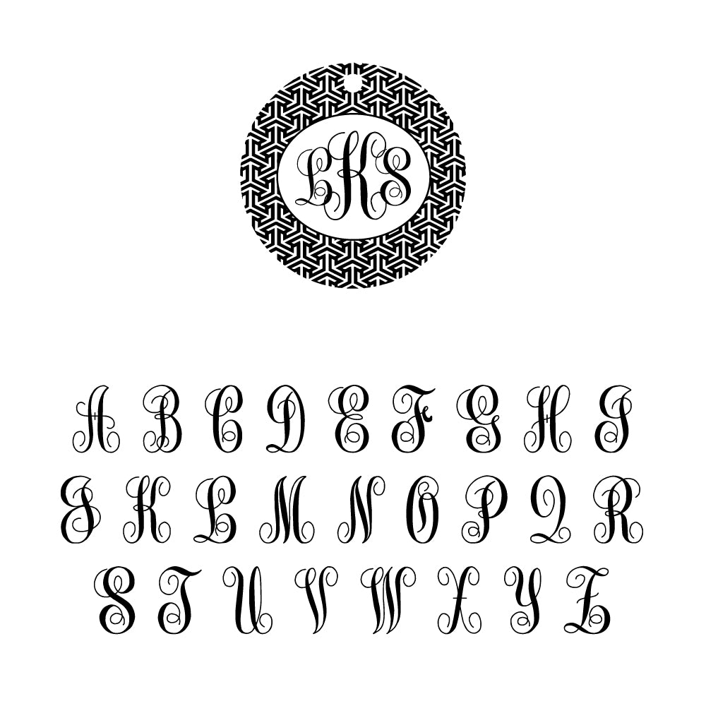custom engraved acrylic round patterned monogram key fob with key ring alphabet