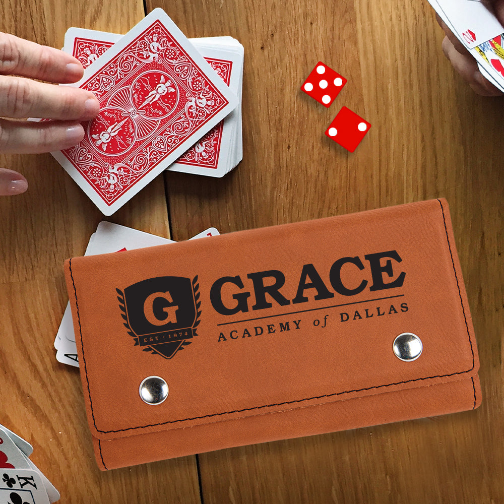 Engraved Vegan Leather Grace Card & Dice Set